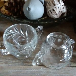 Two  Vintage Willow clear sugar bowls